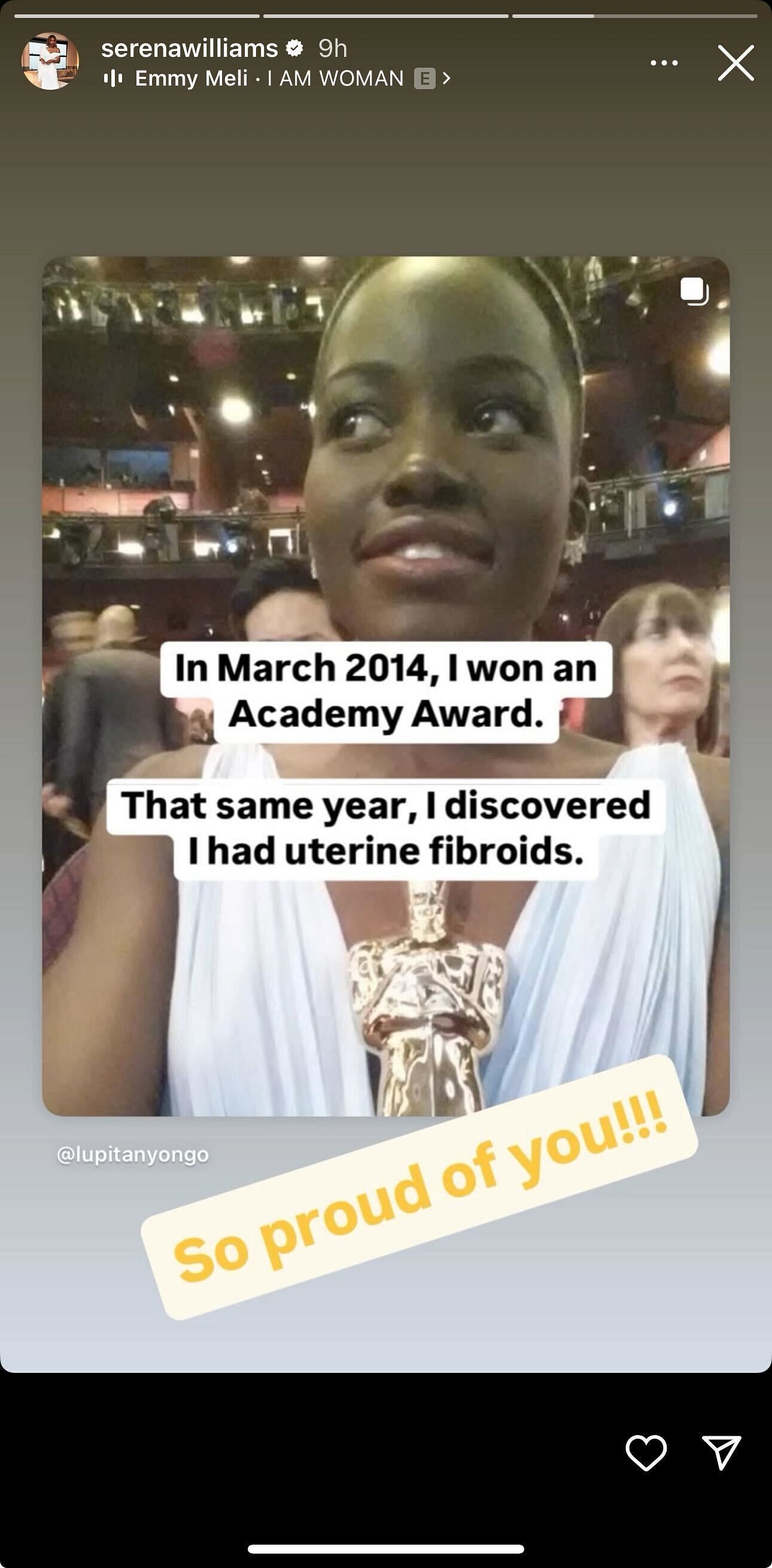 Screengrab from Serena Williams' Instagram story @serenawilliams